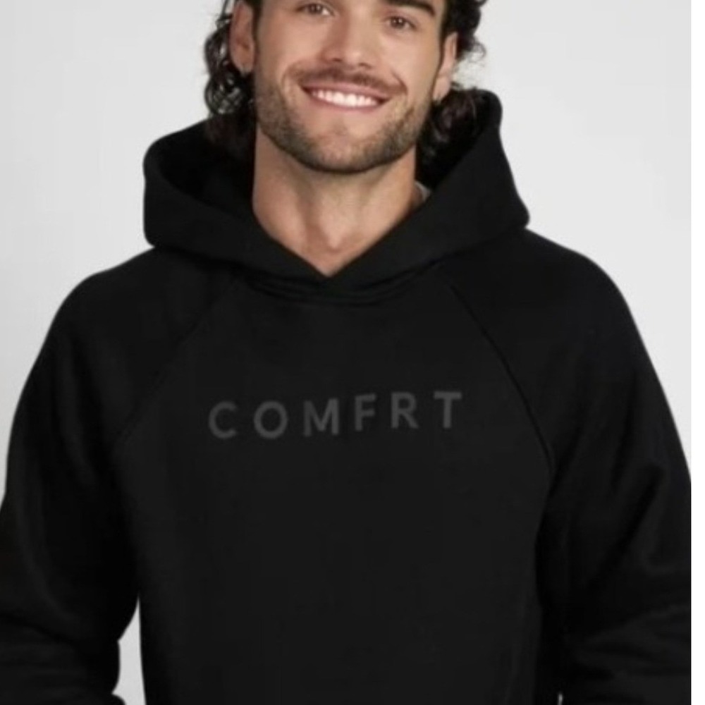 Comfrt Black Oversized Signature Hoodie Heavyweight streetwear Y2K COZY lounge